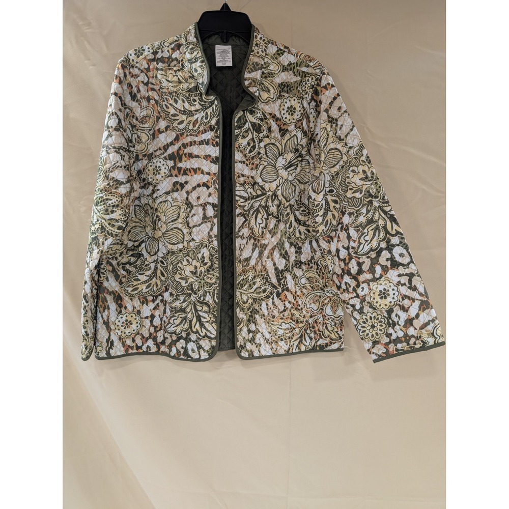 ALFRED DUNNER Women's Size 16 Quilted Jacket Floral Animal Print - Picture 1 of 4